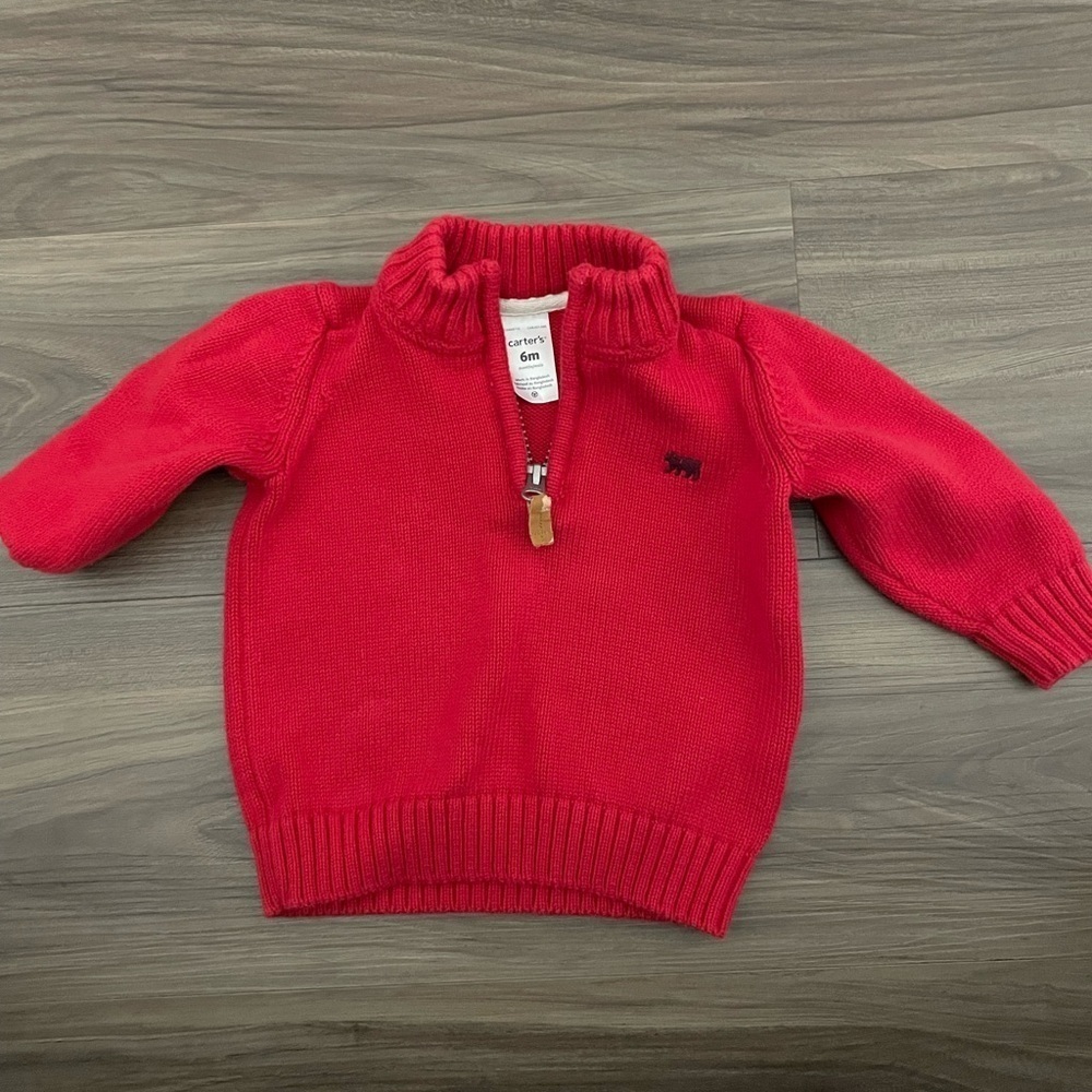 Carter's baby half Zip Red Sweater size 6 months